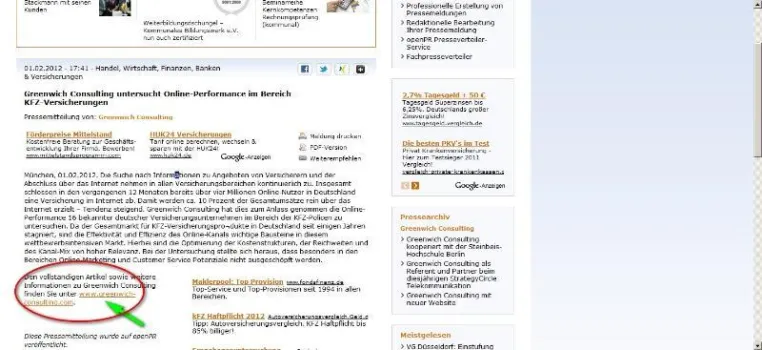 Bild: Greenwich Consulting untersucht Online-Performance im Bereich KFZ-Versicherungen