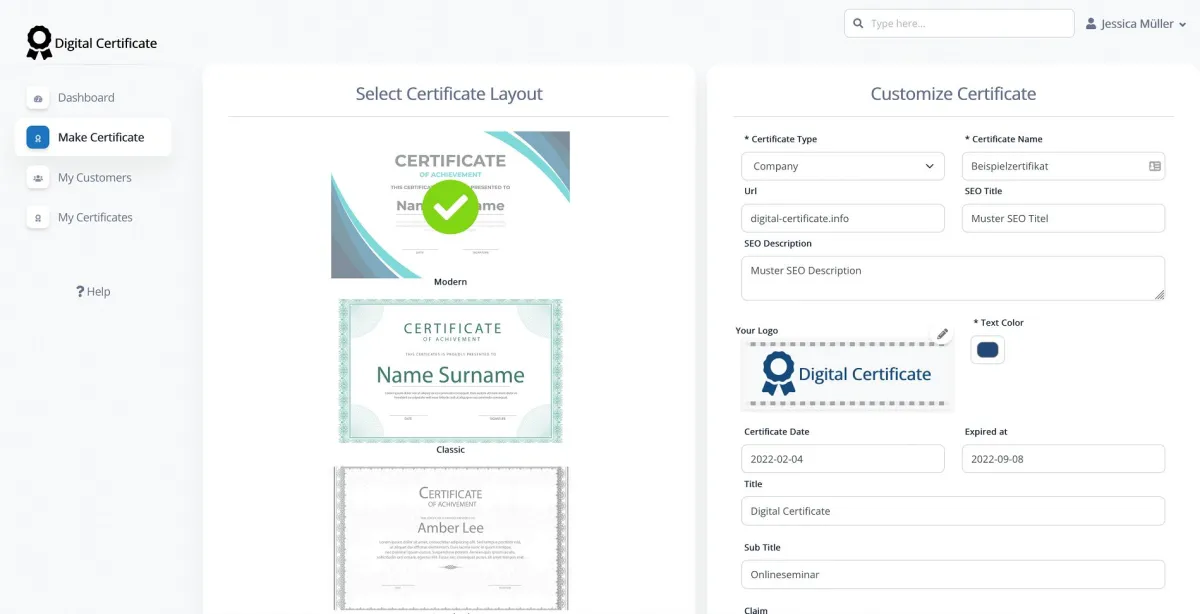 Digitale Zertifikate & Digitale Teilnahmebescheinigungen in 3 Minuten erstellt (© www.digital-certificate.info)