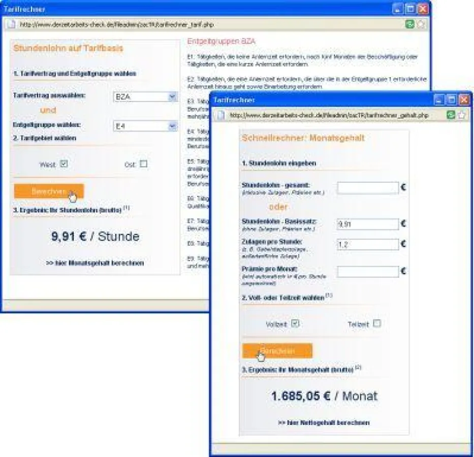 NEU: Stundenlohn- und Monatsgehaltsrechner