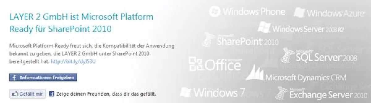 Layer2 Lösungen als Microsoft Platform Ready für SharePoint 2010 zertifiziert