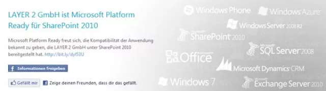 Bild: Layer2 Lösungen als Microsoft Platform Ready für SharePoint 2010 zertifiziert