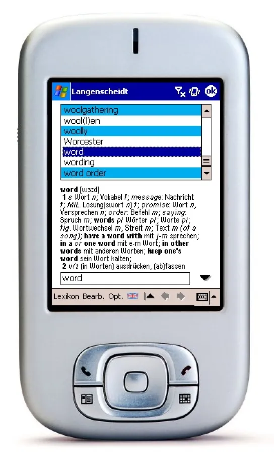 Langenscheidt Euro-Wörterbuch Englisch auf dem MDA compact