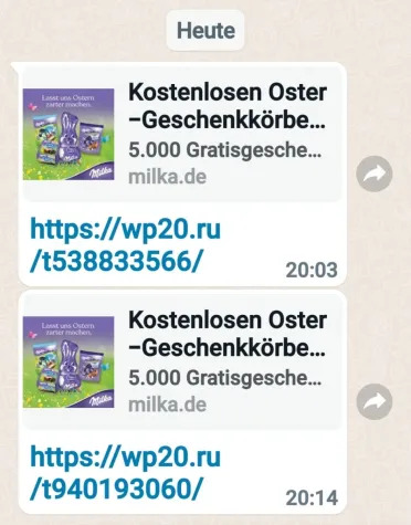 Vorsicht! Fake-Osterhasen-Gewinnspiel von Milka Bild: Vorsicht! Fake-Osterhasen-Gewinnspiel von Milka