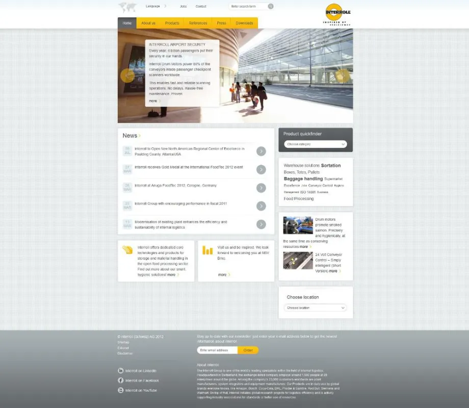 Startseite von www.interroll.com