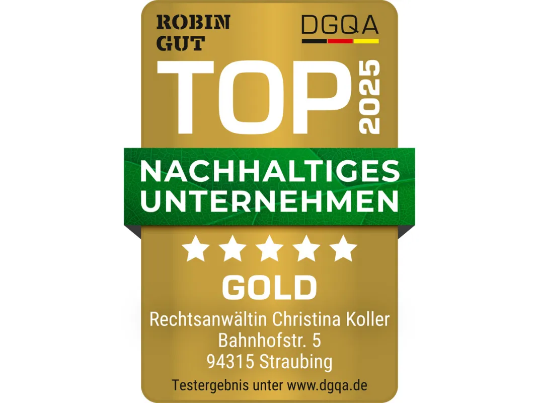 Das ROBIN GUT Nachhaltigkeitssiegel in Gold (© DGQA - Deutsche Gesellschaft für Qualitätsanalysen mbH)