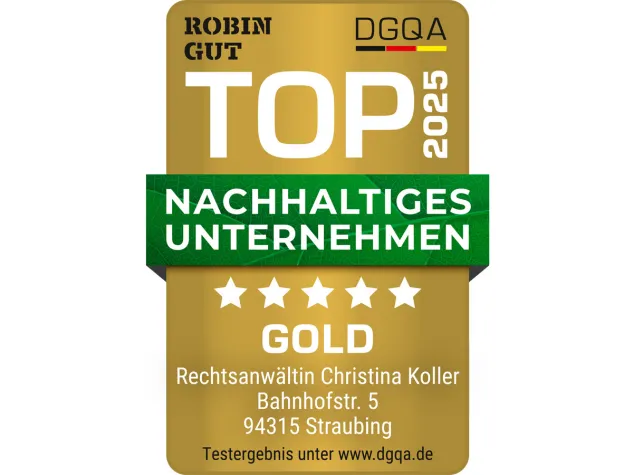 Bild: Erstmals ROBIN GUT Nachhaltigkeitssiegel an Rechtsanwaltskanzlei vergeben