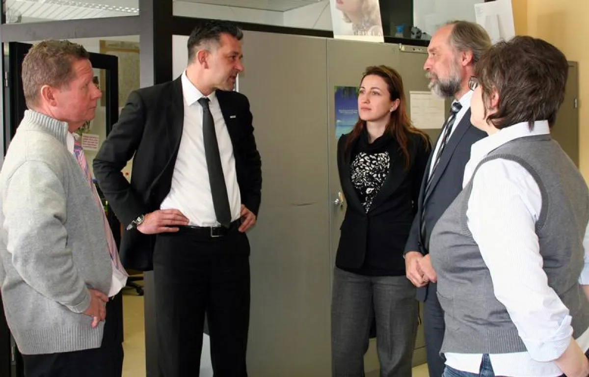 v.l. Eckert-Vertriebsleiter Harald Hauptmann, Norbert Dronsz, Dr. Jasmina Hasanbegovic, Eckert-Vorst