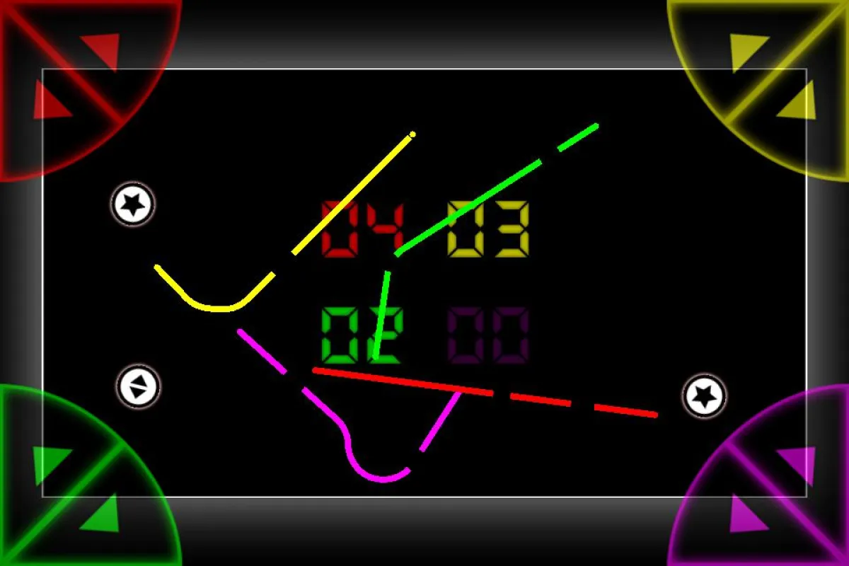 Vier Spieler versuchen sich gegenseitig den Weg abzuschneiden
