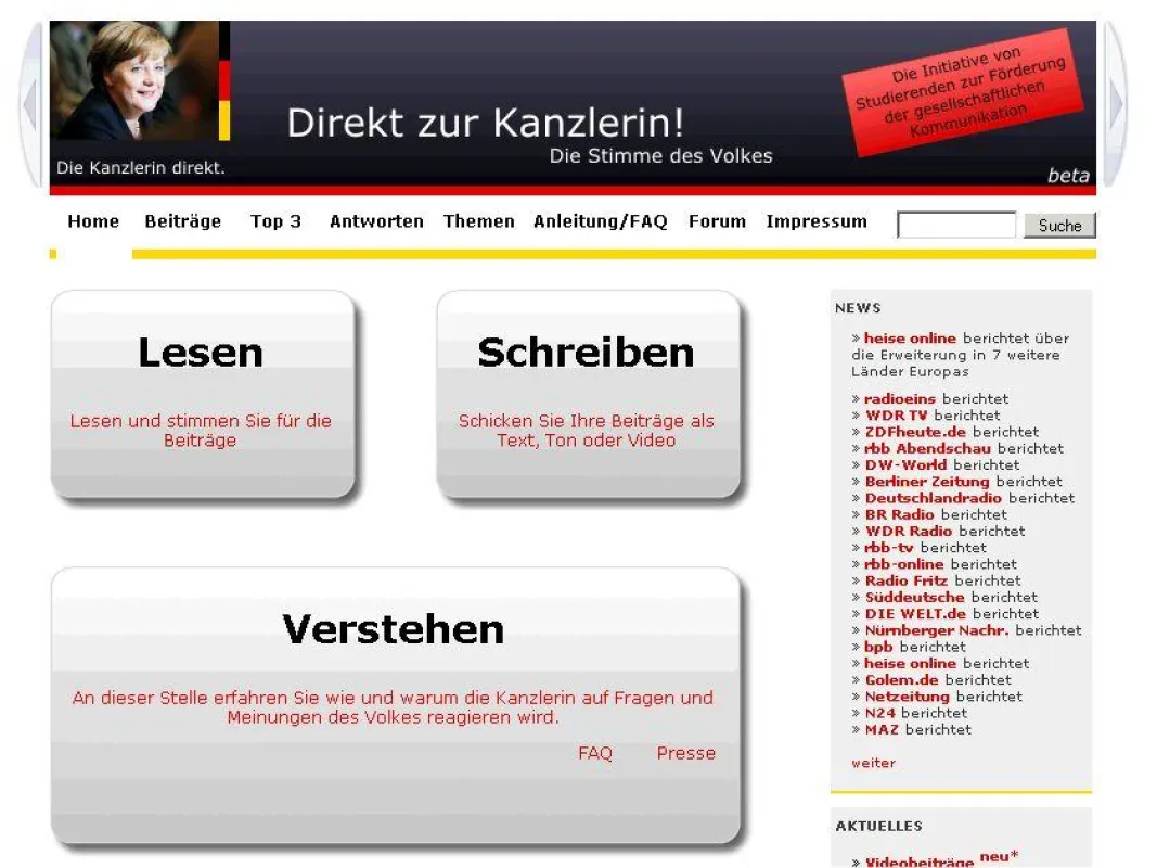 Screenshot - Direkt zur Kanzlerin