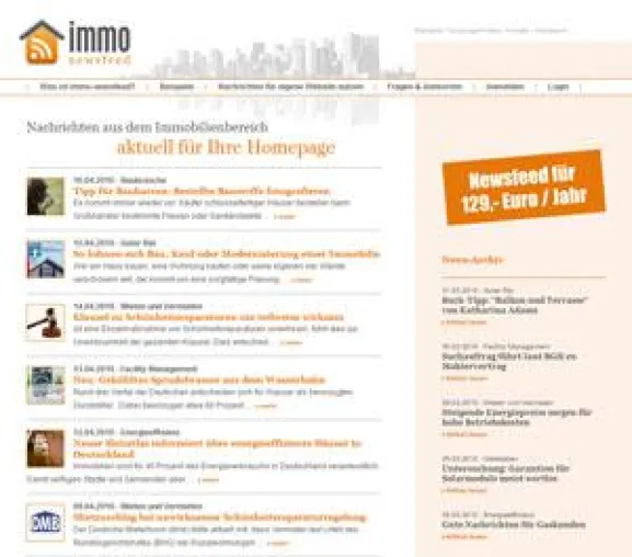 Bild: Immobilienmakler-Tool immonewsfeed verbessert Suchmaschinen-Platzierung