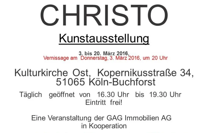 Christo Kunstausstellung in Köln in Kulturkirche - Ost Bild: Christo Kunstausstellung in Köln in Kulturkirche - Ost