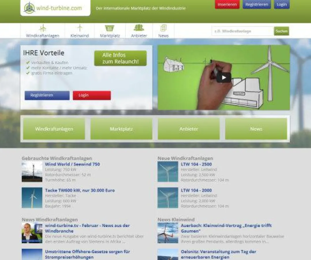 Marktplatz der Windindustrie - wind-turbine.com