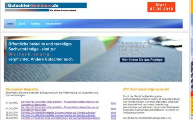 Bild: Bildungsportal zur Fort- und Weiterbildung von Gutachtern und Sachverständigen