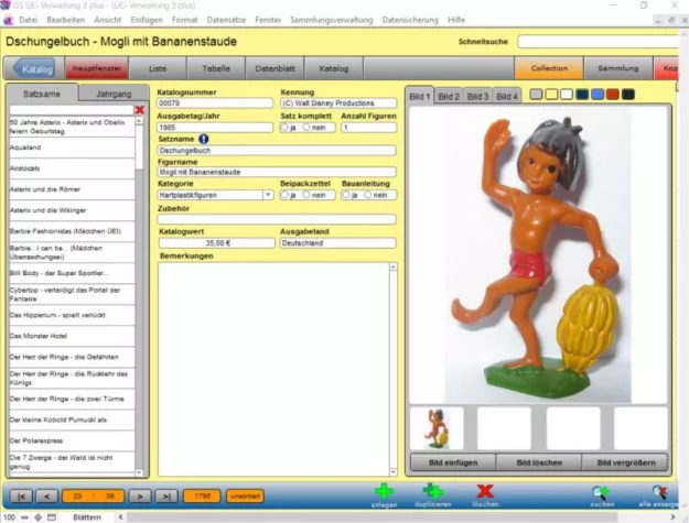 Bild: GS Üei Verwaltung 3 Plus - neue Überraschungsei Software zur Verwaltung / Katalog