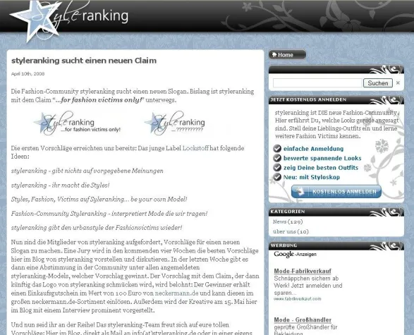 styleranking sucht die kreativsten Köpfe für einen neuen Claim Bild: styleranking sucht die kreativsten Köpfe für einen neuen Claim