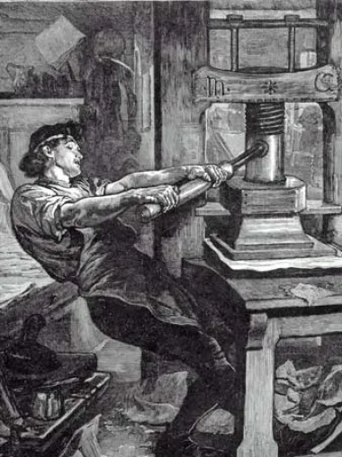 Bild: Johannes Gutenberg im Salon der Eltviller Vinothek
