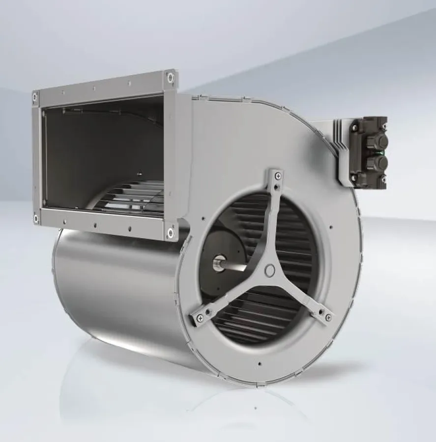 EC-Trommelläufer-Ventilator mit hoher Leistungsdichte für Torluftschleier.