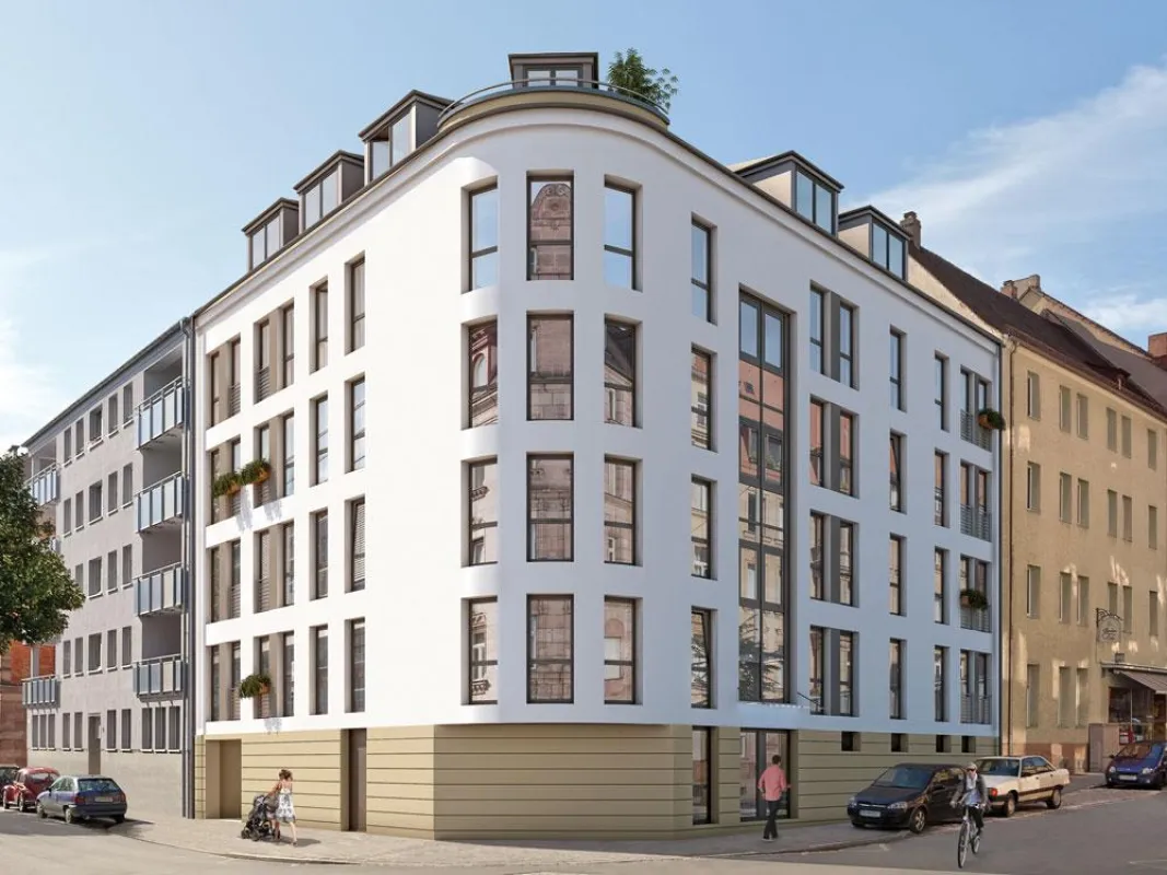 Das moderne Eckgebäude ist voraussichtlich 2013 bezugsbereit. (Foto: PROJECT Immobilien)