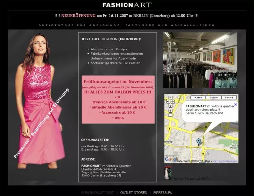 Bild: Fashionart eröffnet Outlet Store für Abendkleider, Partymode und Abiballkleider in Berlin Kreuzberg