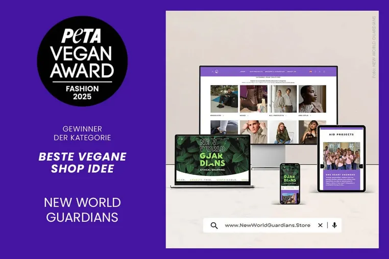 NEW WORLD GUARDIANS gewinnt PETA VEGAN FASHION AWARD 2025 Bild: NEW WORLD GUARDIANS gewinnt PETA VEGAN FASHION AWARD 2025