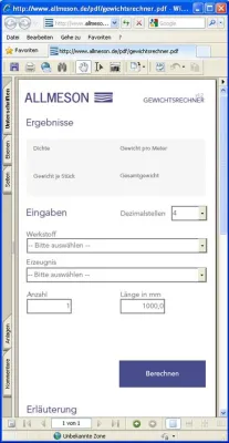 Bild: Mit dem Gewichtsrechner von allmeson.de schnell theoretische Gewichte von NE-Metallen ermitteln