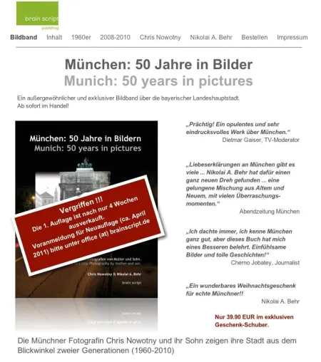 Sensationserfolg im Weihnachtsgeschäft - München Bildband nach 4 Wochen ausverkauft Bild: Sensationserfolg im Weihnachtsgeschäft - München Bildband nach 4 Wochen ausverkauft