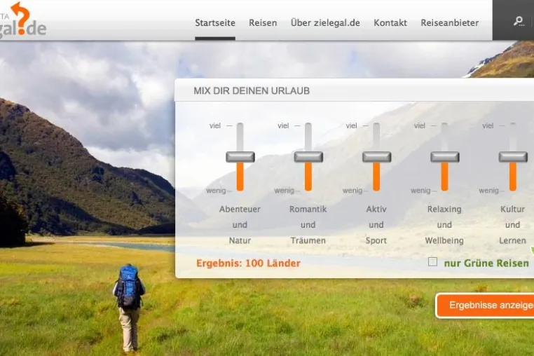 Mit dem Reisemixer von zielegal.de bessere Reisen, besser finden Bild: Mit dem Reisemixer von zielegal.de bessere Reisen, besser finden