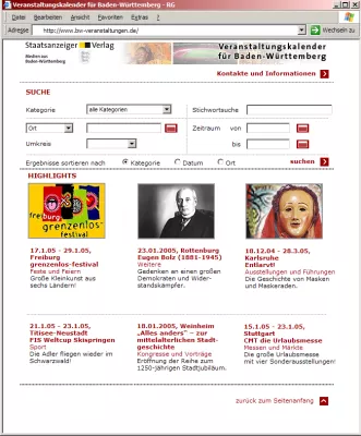 Bild: Der Veranstaltungskalender für ganz Baden-Württemberg