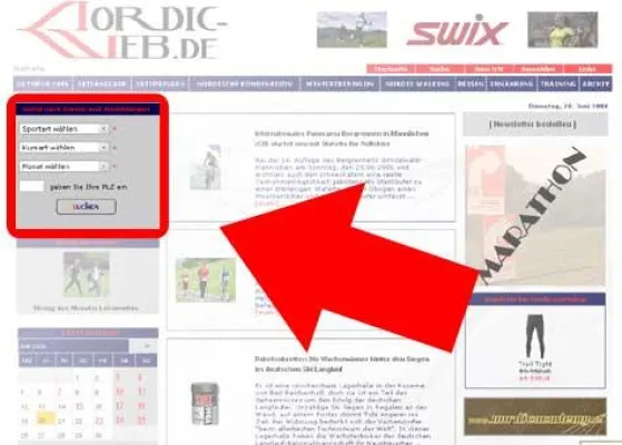 Bild: Veranstaltungsdatenbank für Nordic Walking, Skisport, Fitness und Gesundheit auf nordic-web.de