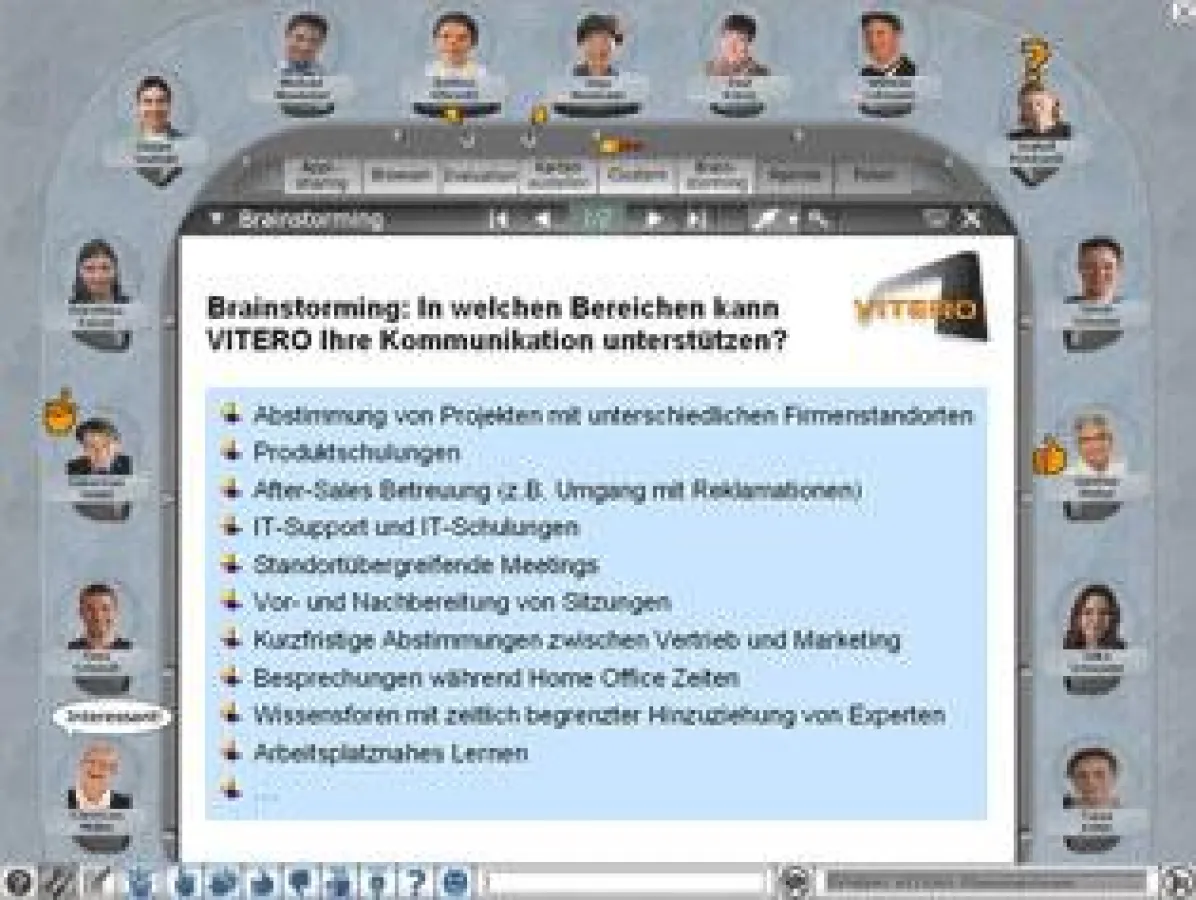 Benutzeroberfläche im virtuellen VITERO-Besprechungsraum. ©VITERO GmbH