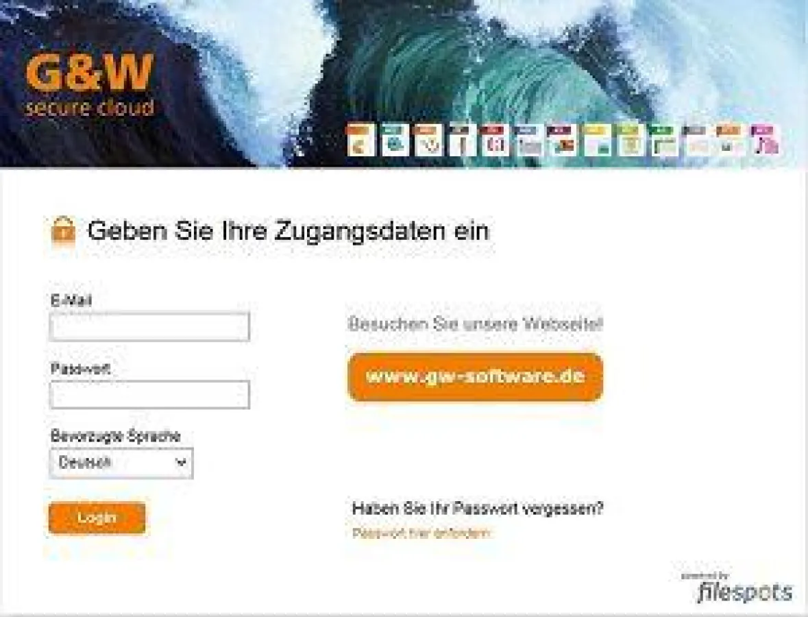 Benutzeroberfläche der G&W secure cloud
