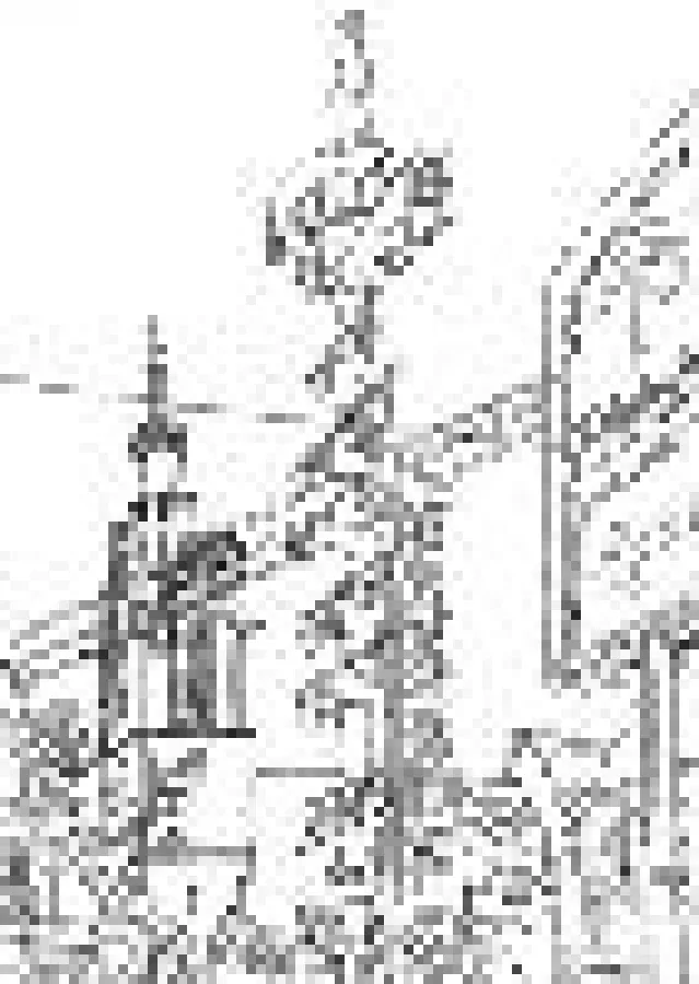 Echterdingen, 2013; Maibaum und Turm der Stephanuskirche; Bleistift/Papier; 29,7 cm x 21,0 cm