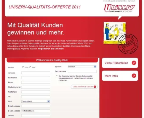 Uniserv bietet unter qualitaetsdienstleister.com kostenlosen Qualitäts-Check ihrer Adressdaten Bild: Uniserv bietet unter qualitaetsdienstleister.com kostenlosen Qualitäts-Check ihrer Adressdaten