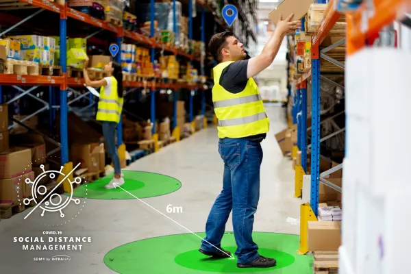 Bild: COVID19 Mitarbeiterschutz über den Digital Twin: INTRANAV Social Distance Management sichert Betriebsaufnahme