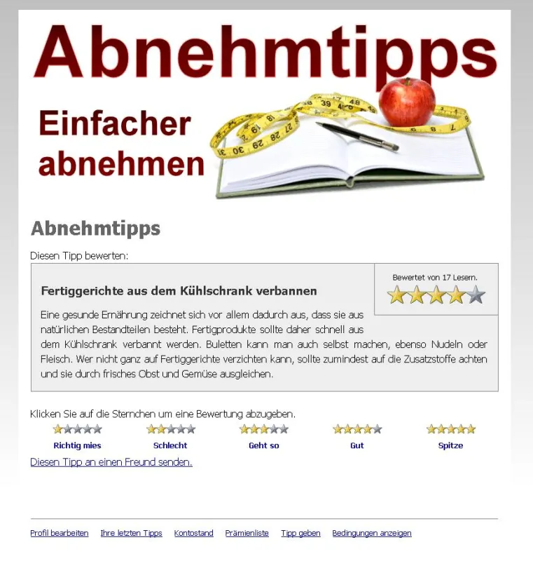 Screenshot Abnehmtipps