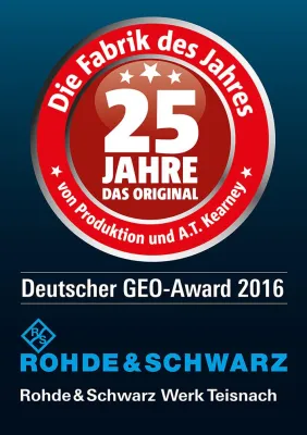 Rohde & Schwarz-Werk Teisnach gewinnt „GEO-Award 2016“ Bild: Rohde & Schwarz-Werk Teisnach gewinnt „GEO-Award 2016“