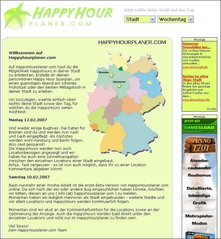 Bild: HappyhourPlaner.com startet den Dienst