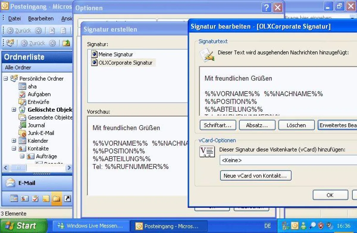Das Outlook©-Add-On OLXCorporate sorgt unternehmensweit für einheitliche Signaturen unter jeder E-Mail.
