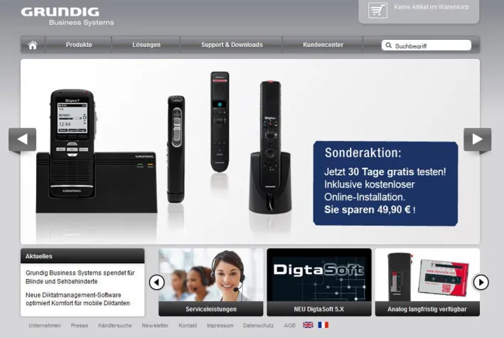 Grundig Business Systems mit frischem Online-Auftritt Bild: Grundig Business Systems mit frischem Online-Auftritt