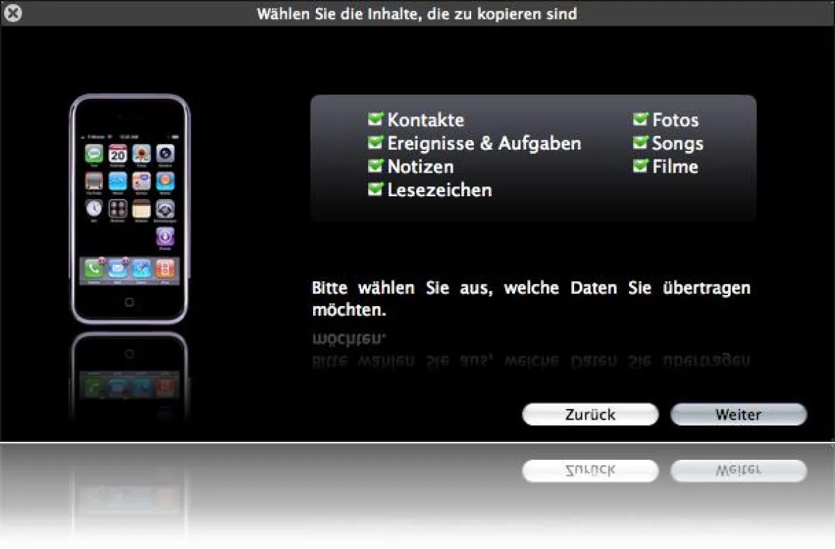 Fone2Phone | Auswahl der Inhalte