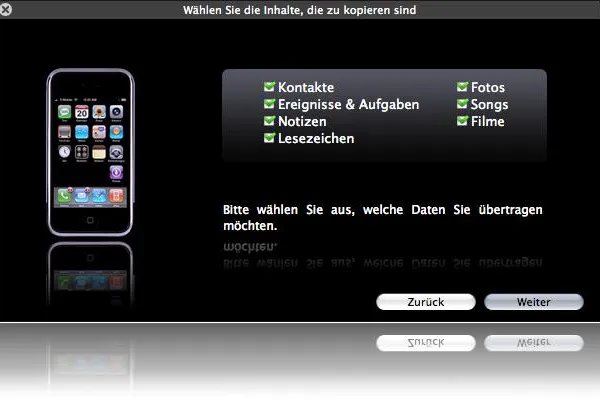 Bild: Fone2Phone erlaubt die einfache Migration zum iPhone 3G