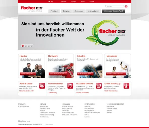 Bild: Vom Dübel bis zur Befestigung für Profis - Pixelpark gibt fischer.de zielgruppenspezifisches Konzept