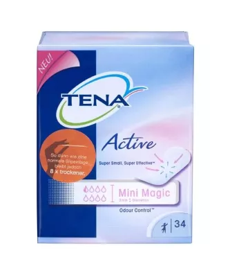 Bild: Die neue TENA Active Mini Magic für mehr Unbeschwertheit und Flexibilität: die kleinste und diskreteste Einlage speziell für Blasenschwäche, die es je gab