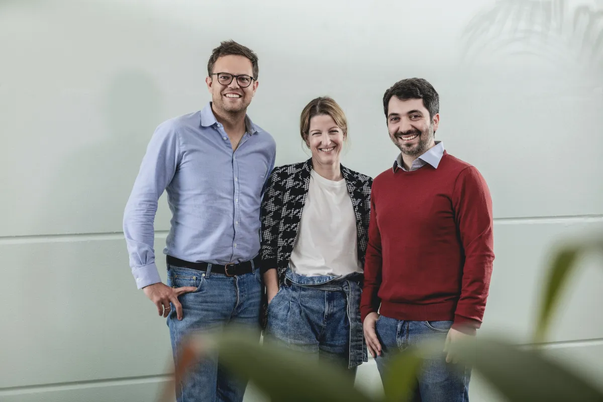 Homeday (vlnr): Steffen Wicker (CEO), Friederike Hesse (COO), Dmitri Uvarovski (CMO)
