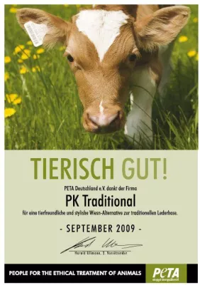 Bild: Lederfreie Lederhosen auf der Wiesn / PETA vergibt Urkunde für tierfreundliche Trachten