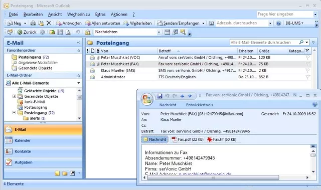 Bild: IXI-UMS für Windows Small Business Server 2011 - serVonic mit Fax und Unified Messaging für kleine Unternehmen