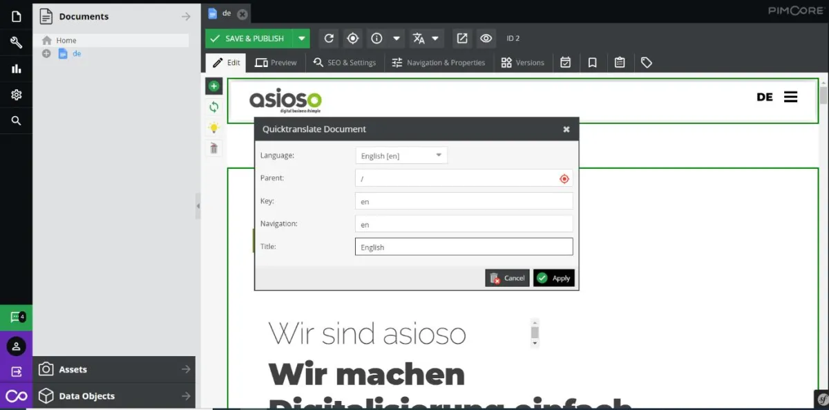 Der asioso DeepL Translator im Einsatz