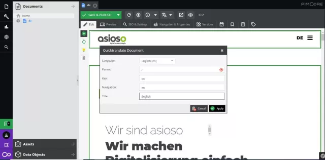 asioso entwickelt DeepL QuickTranslate für Pimcore Bild: asioso entwickelt DeepL QuickTranslate für Pimcore