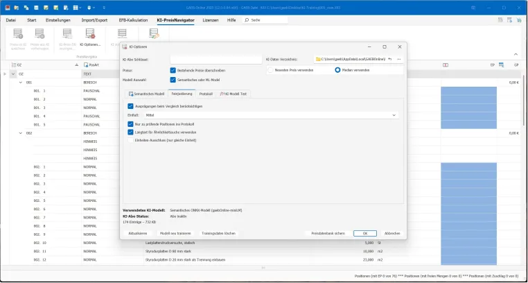 Bild: GAEB-Kalkulation mit KI: Software sucht mit KI in alten Angeboten