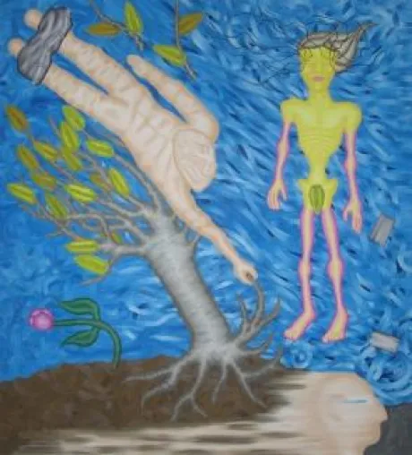 Bild: Planet Vivid Gallery mit Malerei von Dirk Baumanns - Einzelausstellung "Baum = Mensch"
